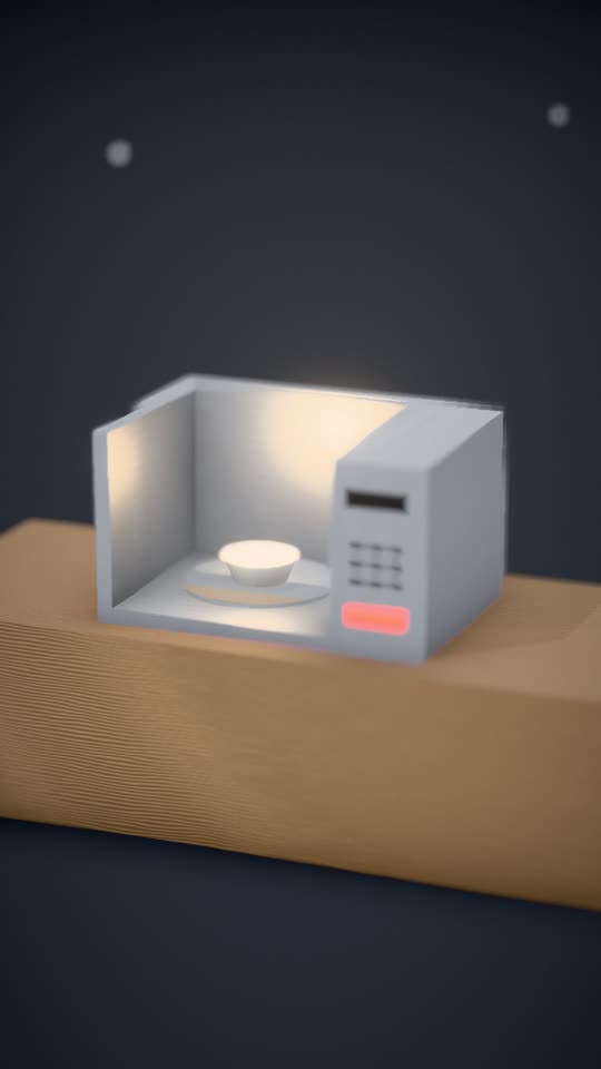 O mesmo micro-ondas com materiais realistas
